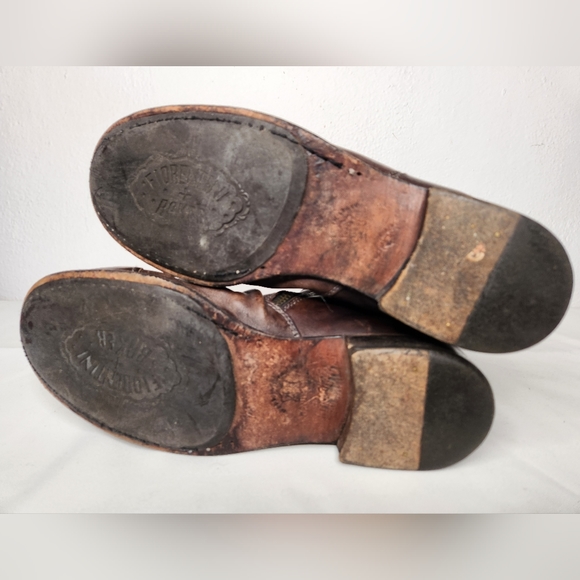 FIORENTINI+BAKER Brown Leather Tall Boots Zip Up Back and Zip Side sz 8 -7.5 8.5 - Picture 10 of 14